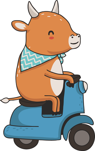 Kinderzimmer Wandtattoo: Kuh und Motorrad-Vespa
