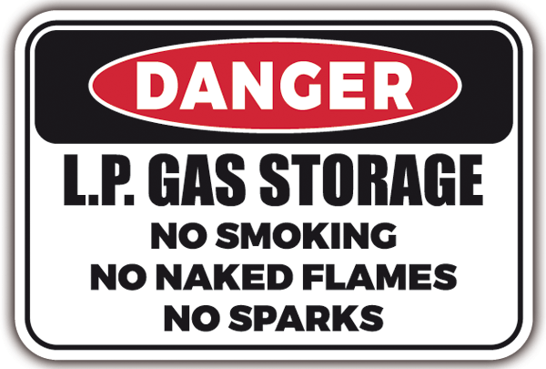 Aufkleber: DANGER - LP GAS Storage
