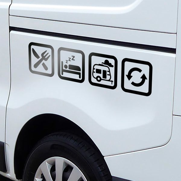 Aufkleber von Wohnmobil oder Van Routine-Symbole für Wohnwagen