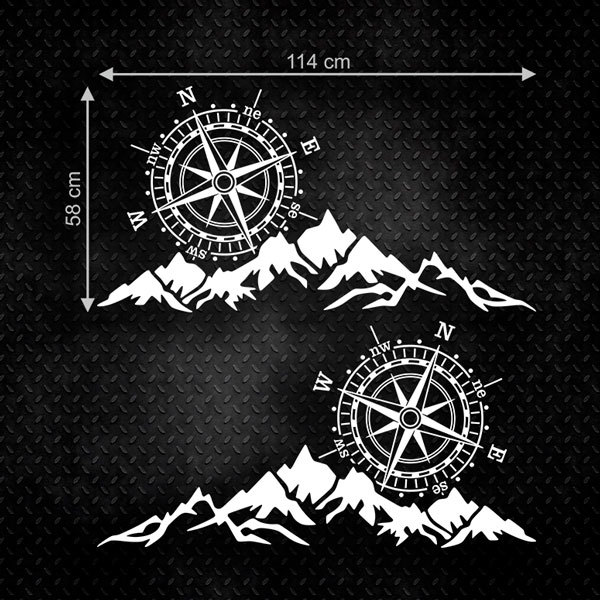 Landschaft Berge Offraod Kompass Windrose Alpen Aufkleber SET