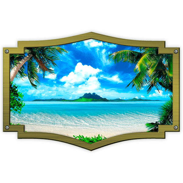 Aufkleber: Zierrahmen Hawaiianischer Strand