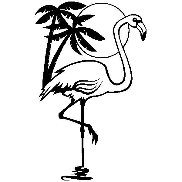 Wandtattoos: Flamingovogel, Sonne und Palmen