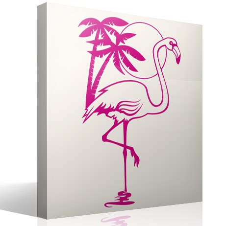 Wandtattoos: Flamingovogel, Sonne und Palmen