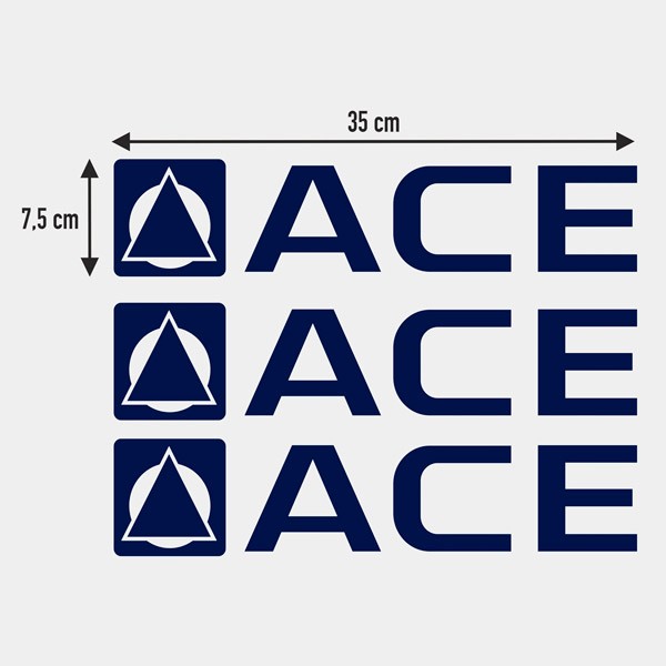 Wohnmobil aufkleber: Set aus 3 ACE Aufklebern für Wohnmobil – 35x7,5 cm