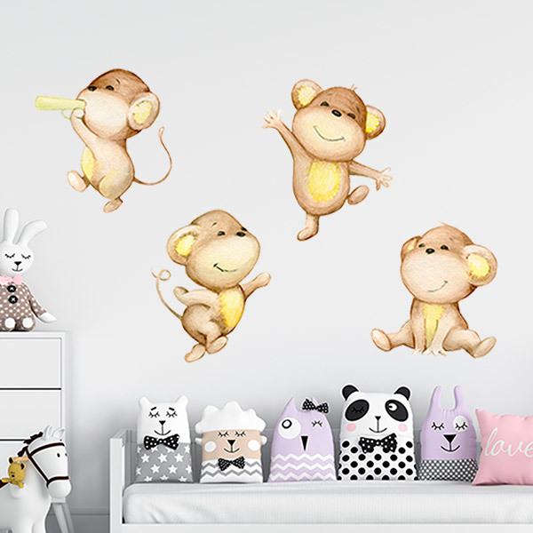 Kinderzimmer Wandtattoo: Vier Affen spielen
