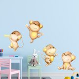 Kinderzimmer Wandtattoo: Vier Affen spielen 4