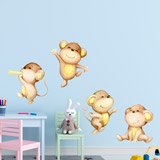 Kinderzimmer Wandtattoo: Vier Affen spielen 4
