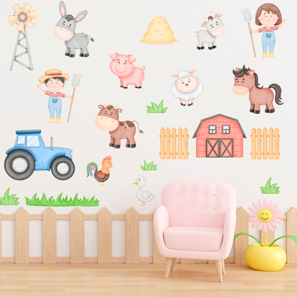 Kinderzimmer Wandtattoo: Bausatz Bauernhof-Tiere