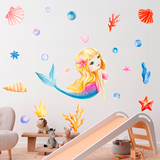 Kinderzimmer Wandtattoo: Blonde Meerjungfrau 3