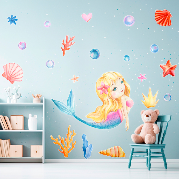 Kinderzimmer Wandtattoo: Blonde Meerjungfrau