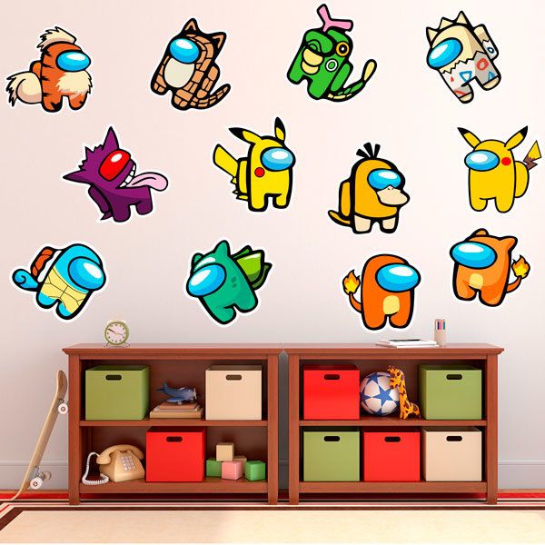 Kinderzimmer Wandtattoo: Set 12X Among Us Zeichen Pokémon