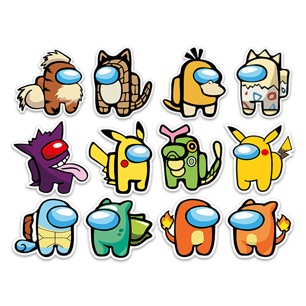 Kinderzimmer Wandtattoo: Set 12X Among Us Zeichen Pokémon