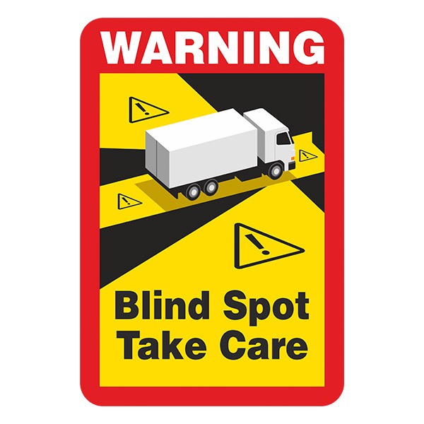 Aufkleber: Warning, Blind Spot Take Care Lastwagen