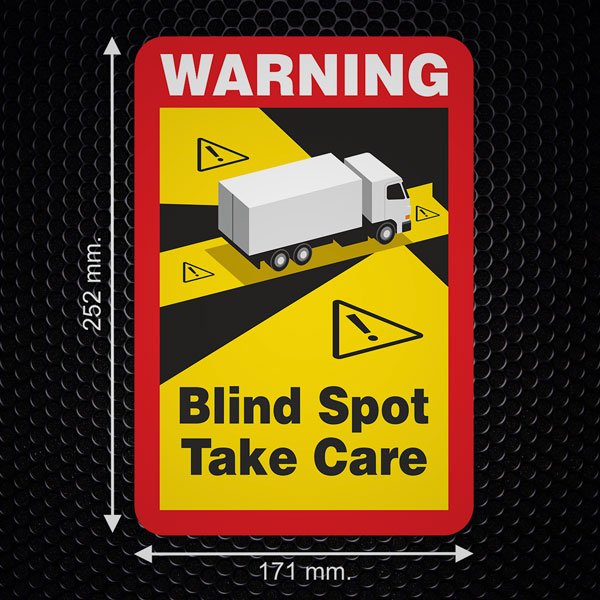 Aufkleber: Warning, Blind Spot Take Care Lastwagen