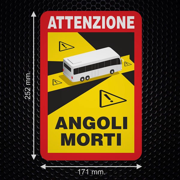 Aufkleber: Attenzione, Angoli Morti Bus
