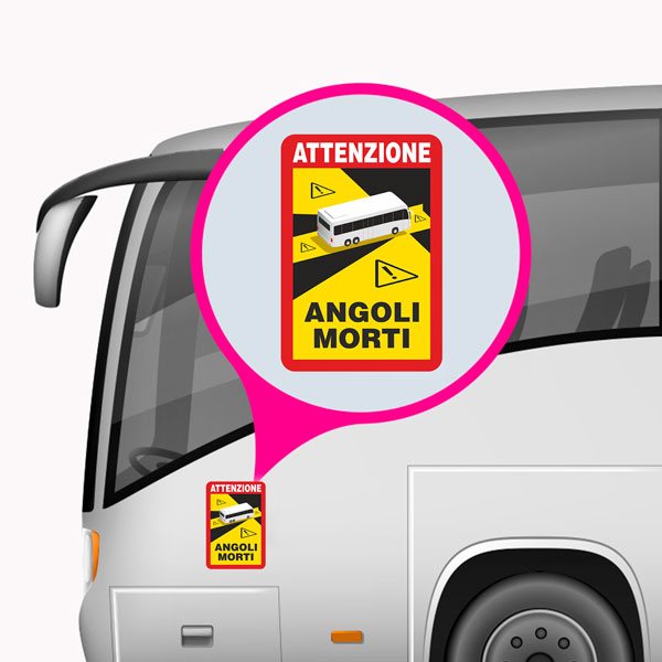 Aufkleber: Attenzione, Angoli Morti Bus