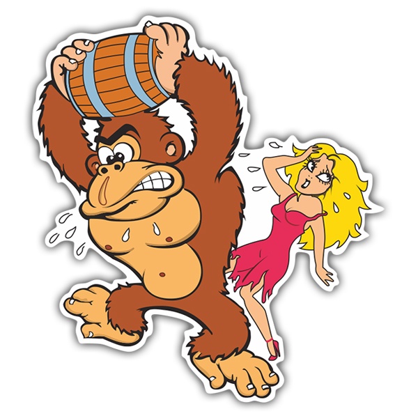 Aufkleber: Donkey Kong mit Dame