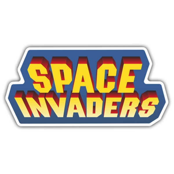 Aufkleber: Space Invaders 3D Blau
