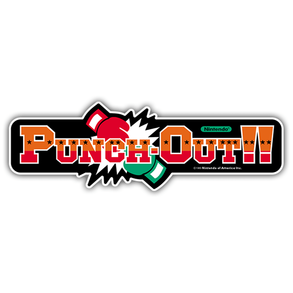 Aufkleber: Punch-Out!! mit Text und Grafiken