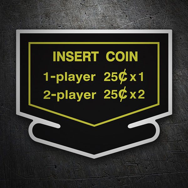 Aufkleber: Insert Coin mit Retro-Text