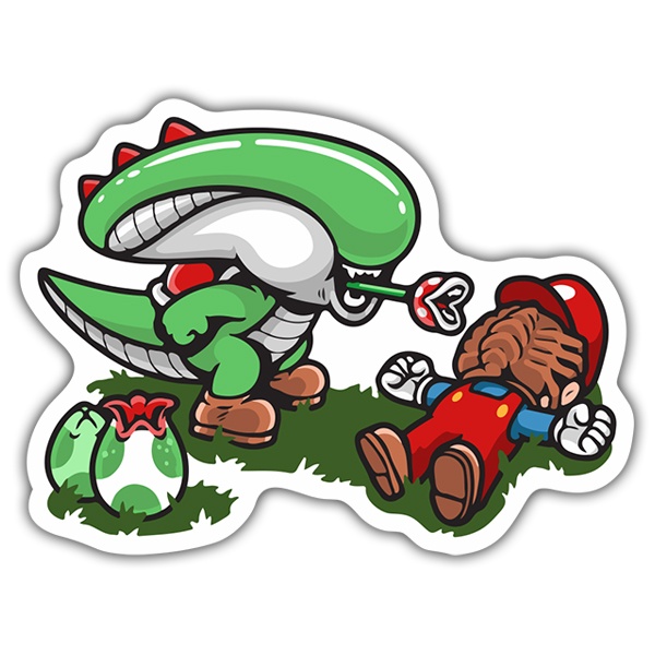 Aufkleber: Alien vs Mario Bros