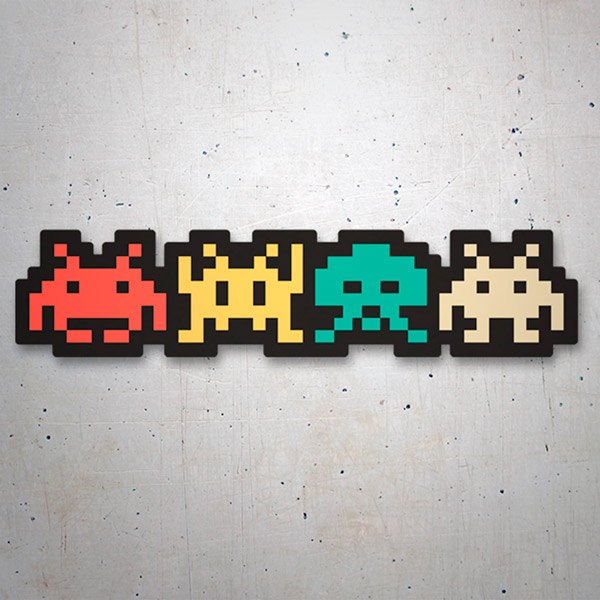 Aufkleber: Space Invaders Marsmenschen Farbe