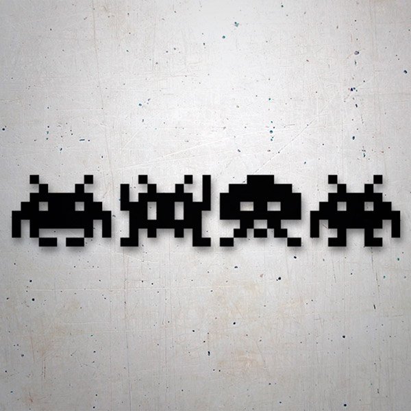 Aufkleber: Space Invaders Marsmenschen in Reihe