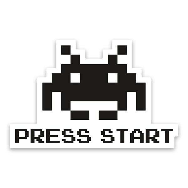Aufkleber: Space Invaders Marsmensch Press Start