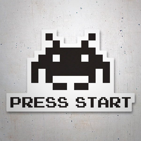 Aufkleber: Space Invaders Marsmensch Press Start