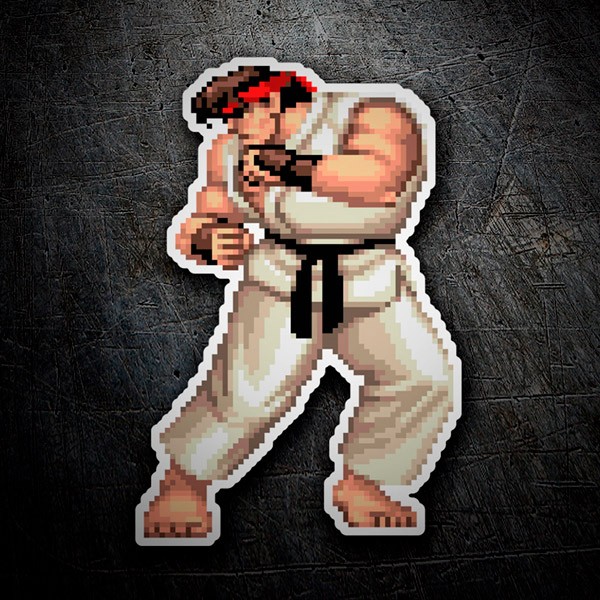 Aufkleber: Street Fighter Ryu Pixel 16-Bit