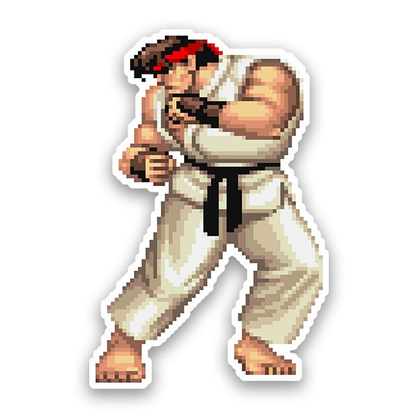 Aufkleber: Street Fighter Ryu Pixel 16 Bits
