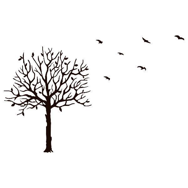 Aufkleber: Baum und Vögel