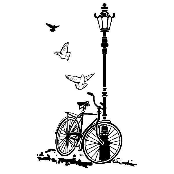 Wandtattoos: Fahrrad und Laternenpfahl