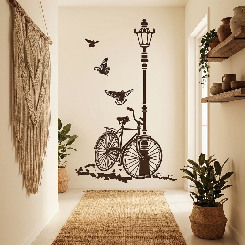 Wandtattoos: Fahrrad und Laternenpfahl