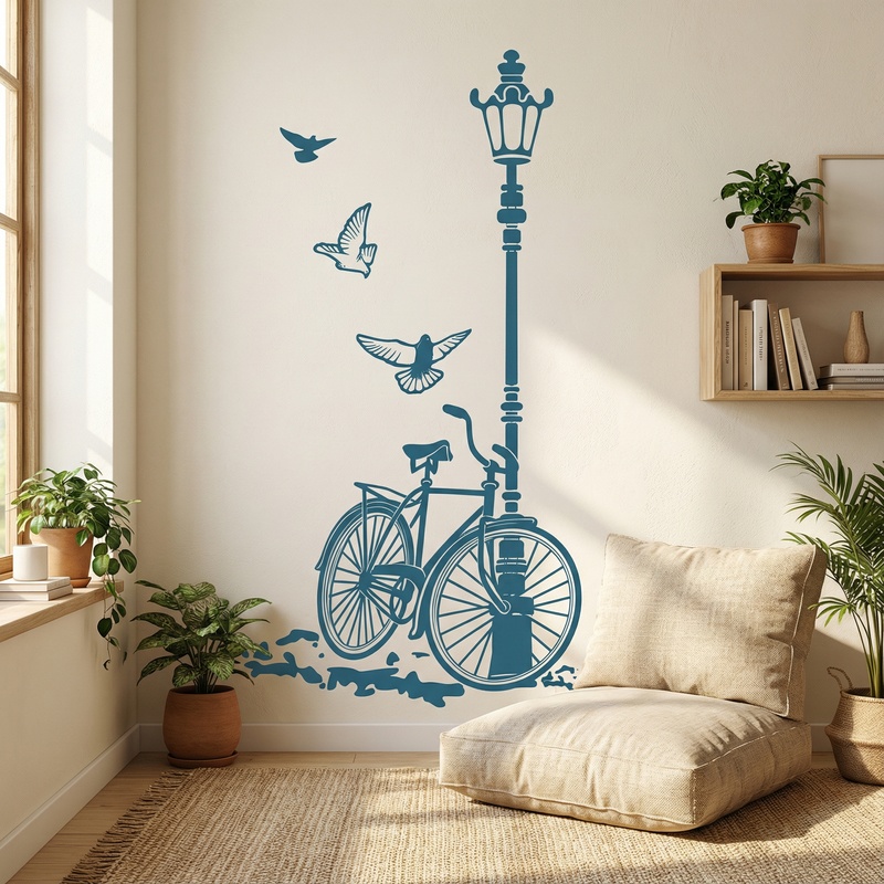 Wandtattoos: Fahrrad und Laternenpfahl