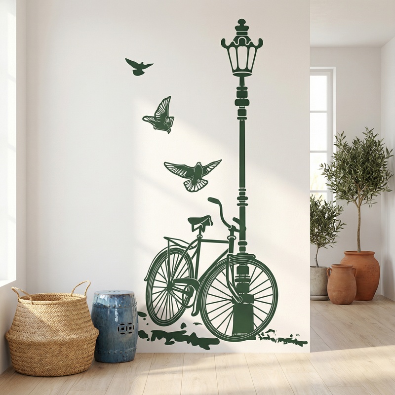 Wandtattoos: Fahrrad und Laternenpfahl