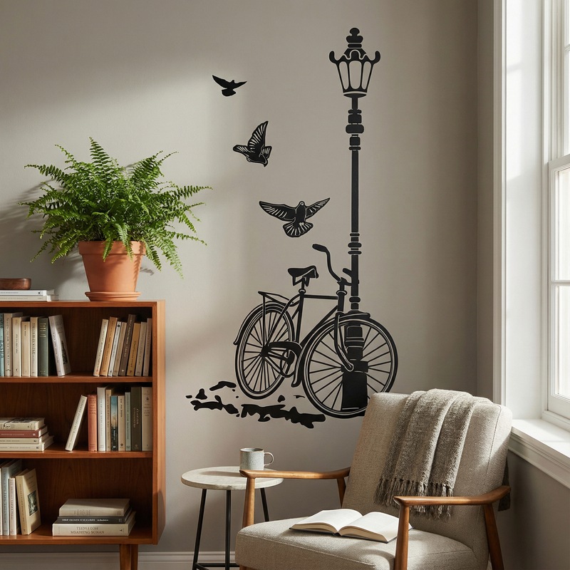 Wandtattoos: Fahrrad und Laternenpfahl