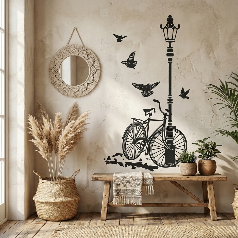 Wandtattoos: Fahrrad und Laternenpfahl