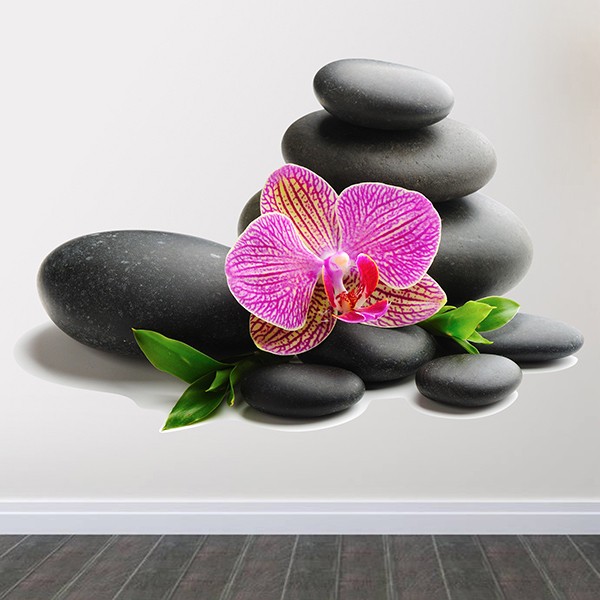 Wandtattoos: Orchidee und gestapelte Felsen