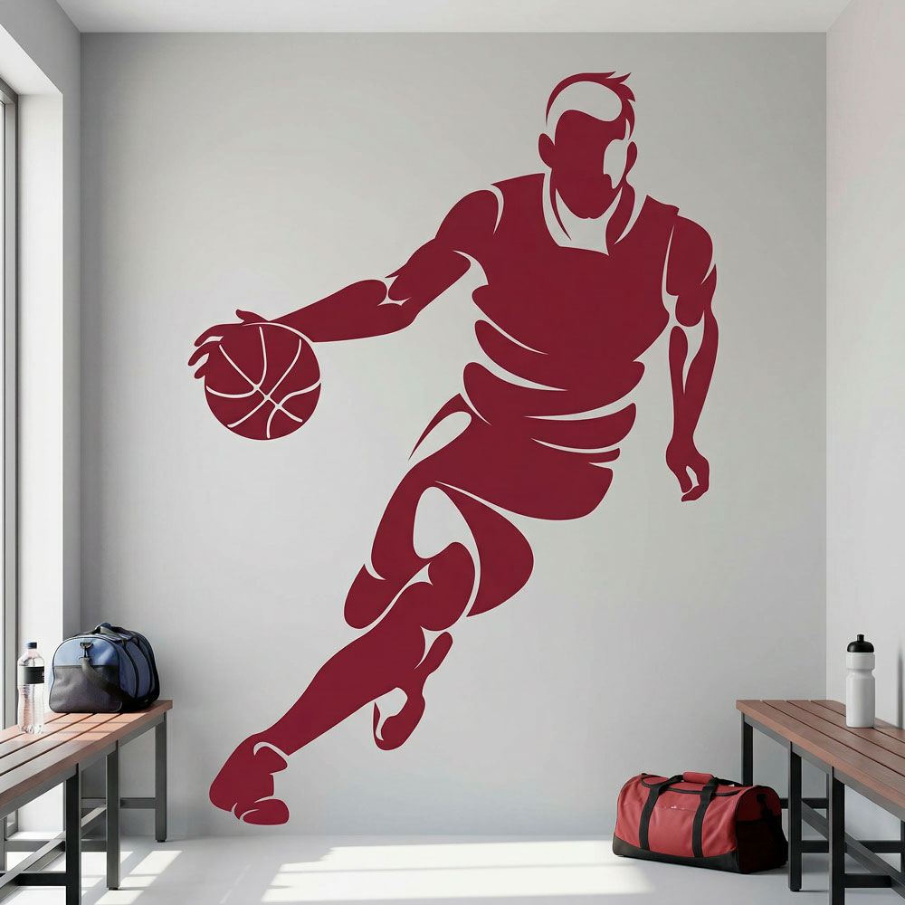 Wandtattoos: Basketballspieler dribbeln