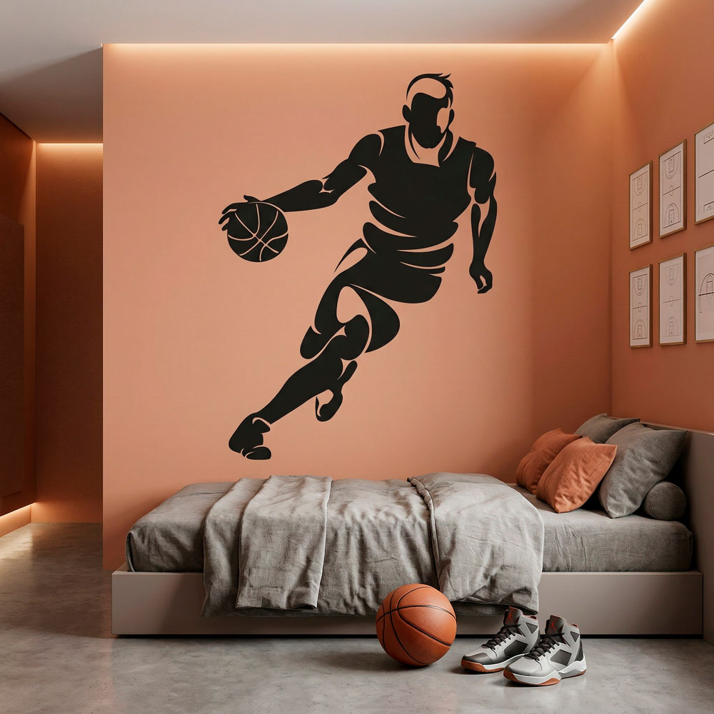 Wandtattoos: Basketballspieler dribbeln