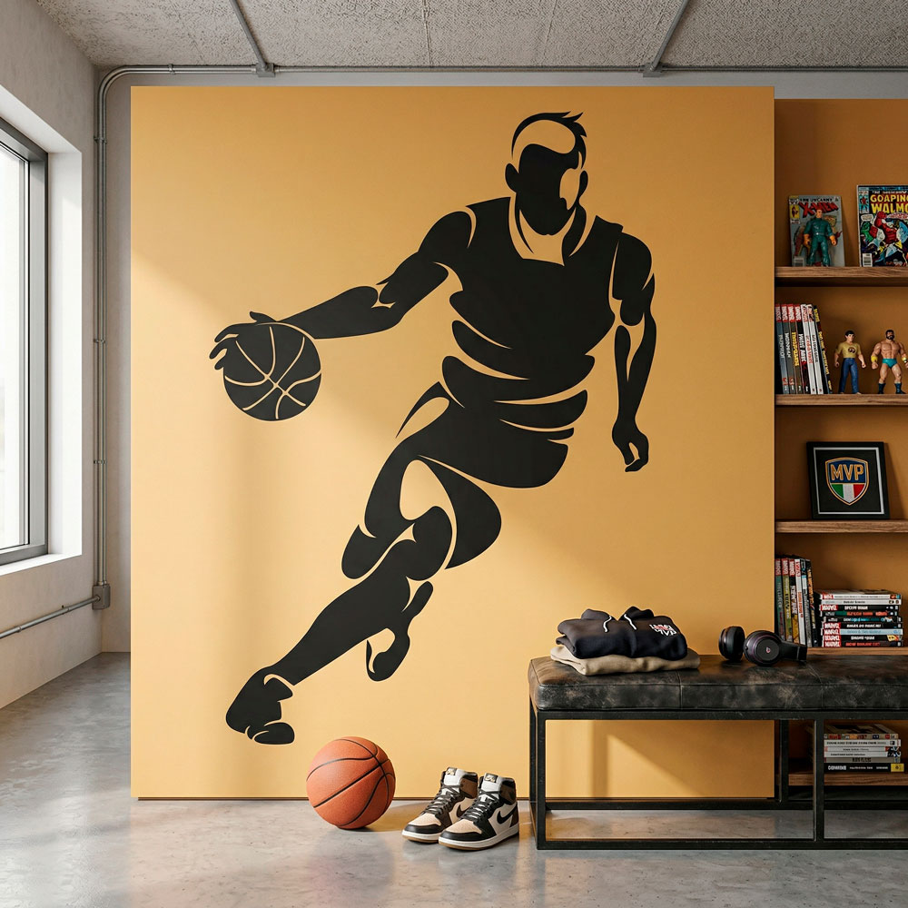 Wandtattoos: Basketballspieler dribbeln