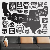 Wandtattoos: Karte und Logos Route 66 3