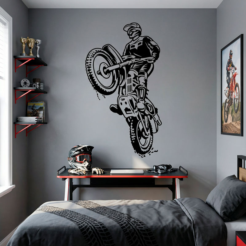 Motocross-Fahrer Wheelie 0