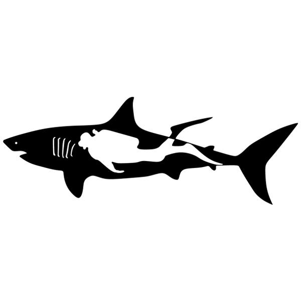 Wandtattoos: Hai und Taucher