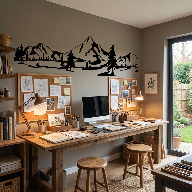Wandtattoos: Berge und Kiefern