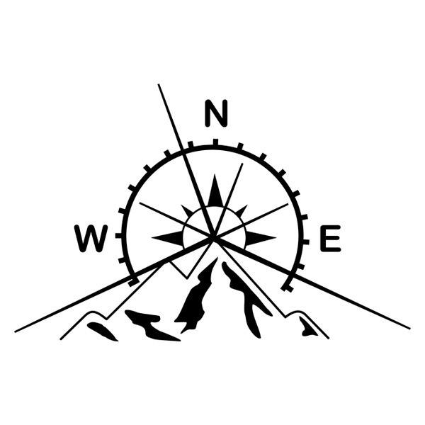 Wandtattoos: Kompass und Berge