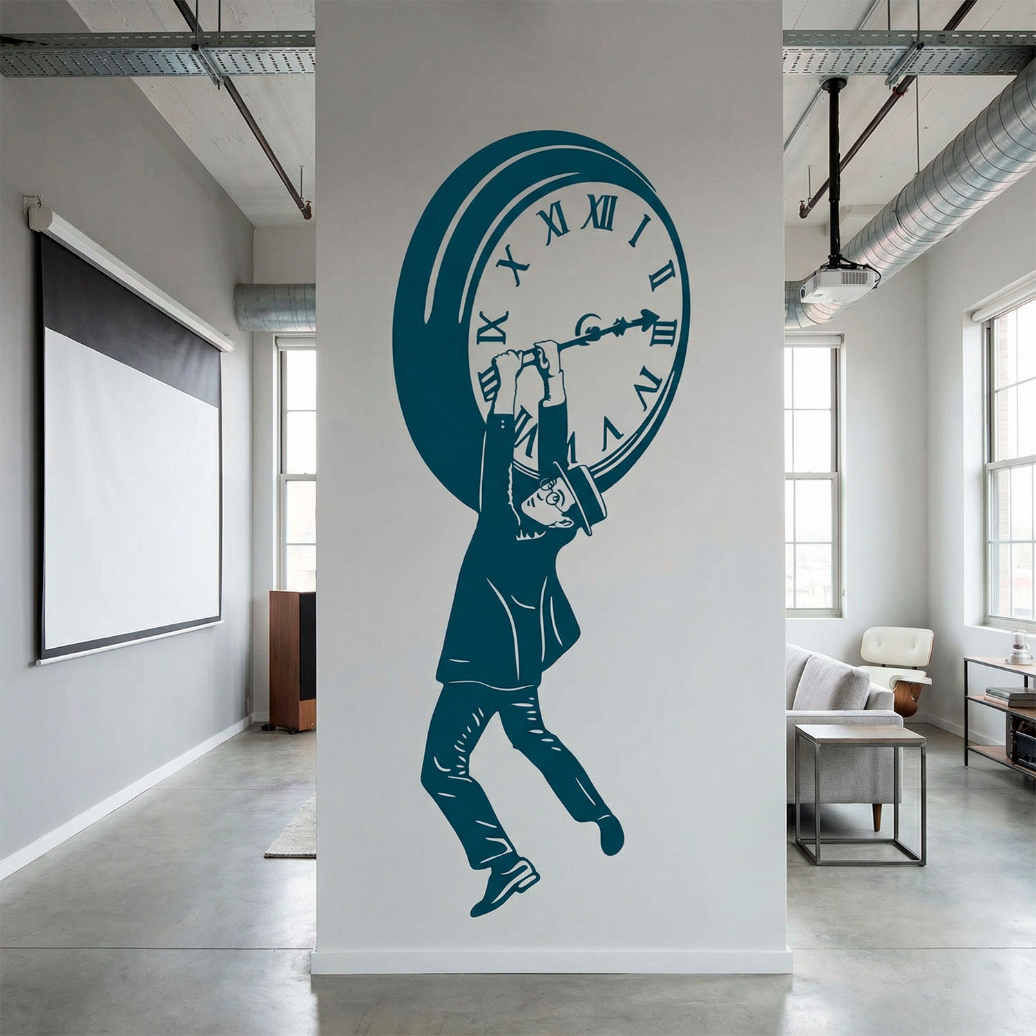 Wandtattoos: Harold Lloyd h&auml;ngt an der Uhr