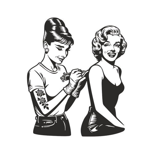 Wandtattoos: Audrey Hepburn tätowiert Marilyn Monroe