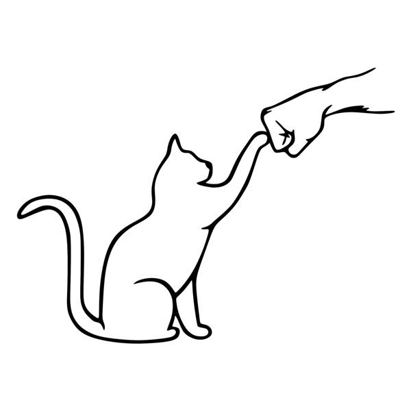 Wandtattoos: Wandtattoo Katze und Hand